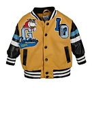 Baby Boys 12-24M Faux Leather Sleeve Varsity Jacket, Brown, Size 18M