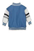 Baby Boys 12-24M Faux Leather Sleeve Varsity Jacket, Blue, Size 12M