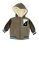 Baby Boys 12-24M Color Blocked Hooded Varsity Jacket, Grey,