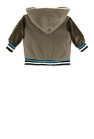 Baby Boys 12-24M Color Blocked Hooded Varsity Jacket, Grey,