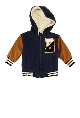 Baby Boys 12-24M Color Blocked Hooded Varsity Jacket, Blue, Size 18M