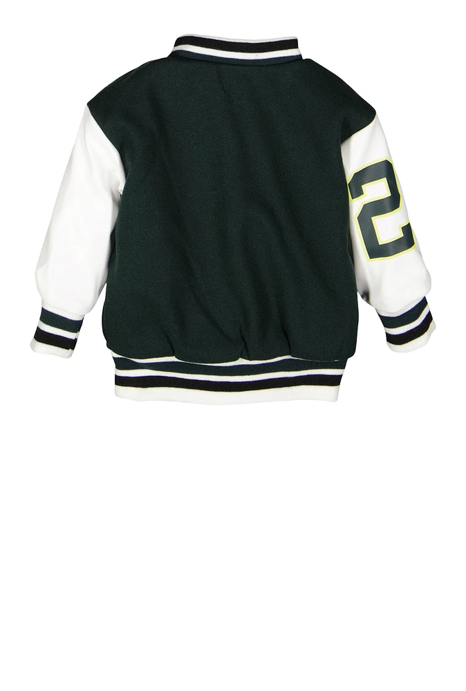 Baby Boys 12-24M Goat Chenille Patch Varsity Jacket, Green,