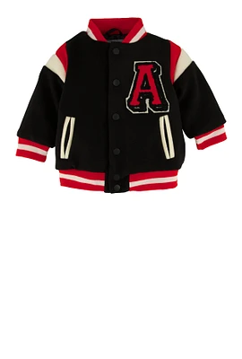 Baby Boys 12-24M Boys Graphic Letterman Jacket, Black, Size 12M