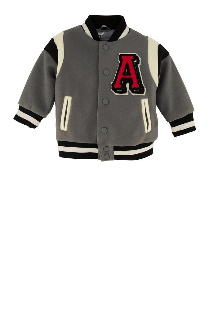 Baby Boys 12-24M Boys Graphic Letterman Jacket, Grey, Size 24M