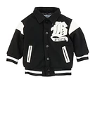 Baby Boys 12-24M Athletic Chenille Patch Varsity Jacket, Black, Size 18M