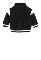 Baby Boys 12-24M Athletic Chenille Patch Varsity Jacket, Black, Size 18M