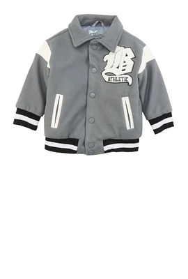 Baby Boys 12-24M Athletic Chenille Patch Varsity Jacket, Grey, Size 24M