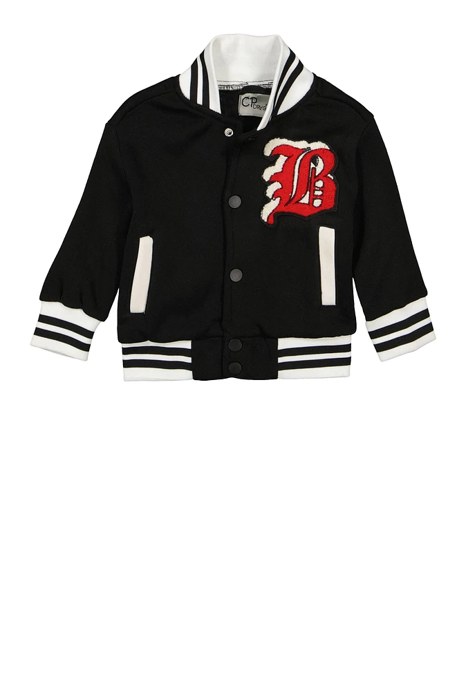 Baby Boys 0-9M Bear Athletic Dept Graphic Varsity Jacket, Black,