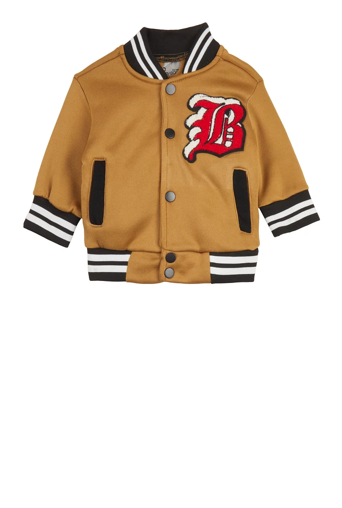 Baby Boys 0-9M Bear Athletic Dept Graphic Varsity Jacket, Brown, Size 9M