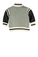 Baby Boys 0-9M Royalty Chenille Patch Graphic Varsity Jacket, Grey,