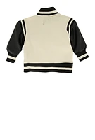 Baby Boys 0-9M Royalty Chenille Patch Graphic Varsity Jacket, White, Size 9M