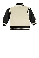Baby Boys 0-9M Royalty Chenille Patch Graphic Varsity Jacket, White, Size 3M