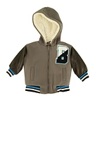 Baby Boys 0-9M Color Blocked Hooded Varsity Jacket, Grey,