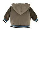 Baby Boys 0-9M Color Blocked Hooded Varsity Jacket, Grey,