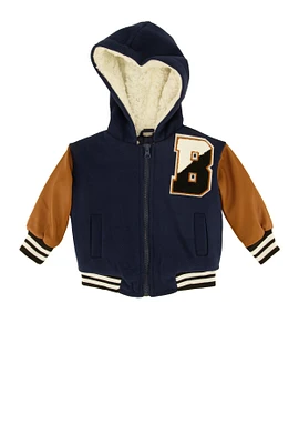 Baby Boys 0-9M Color Blocked Hooded Varsity Jacket,