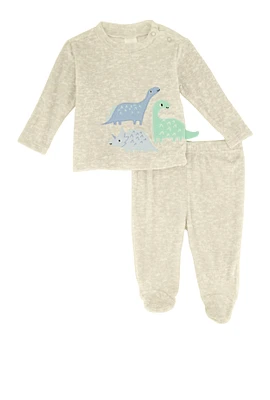 Baby Boys 0-9M Dino 3D Graphic Top and Footed Pants, Grey, Size 3-6M