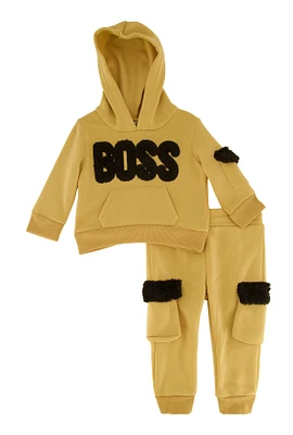 Baby Boys 0-9M Sherpa Detail Sweatshirt and Joggers, Brown, Size 6M