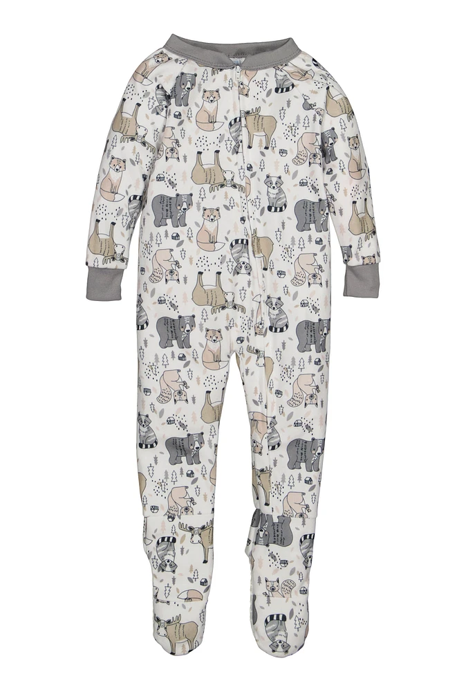 Baby Boys 12-24M Graphic Patterned Footed Pajamas, Grey,