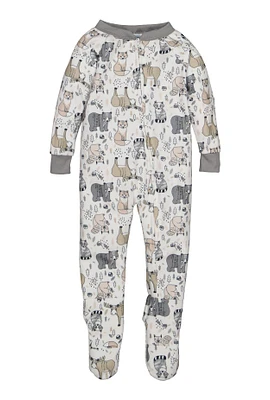 Baby Boys 12-24M Graphic Patterned Footed Pajamas, Grey,