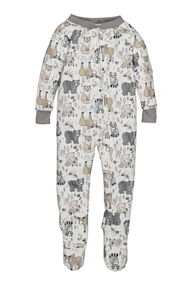 Baby Boys 12-24M Graphic Patterned Footed Pajamas, Grey, Size 18M