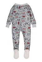 Baby Boys 12-24M Graphic Patterned Footed Pajamas, Grey,