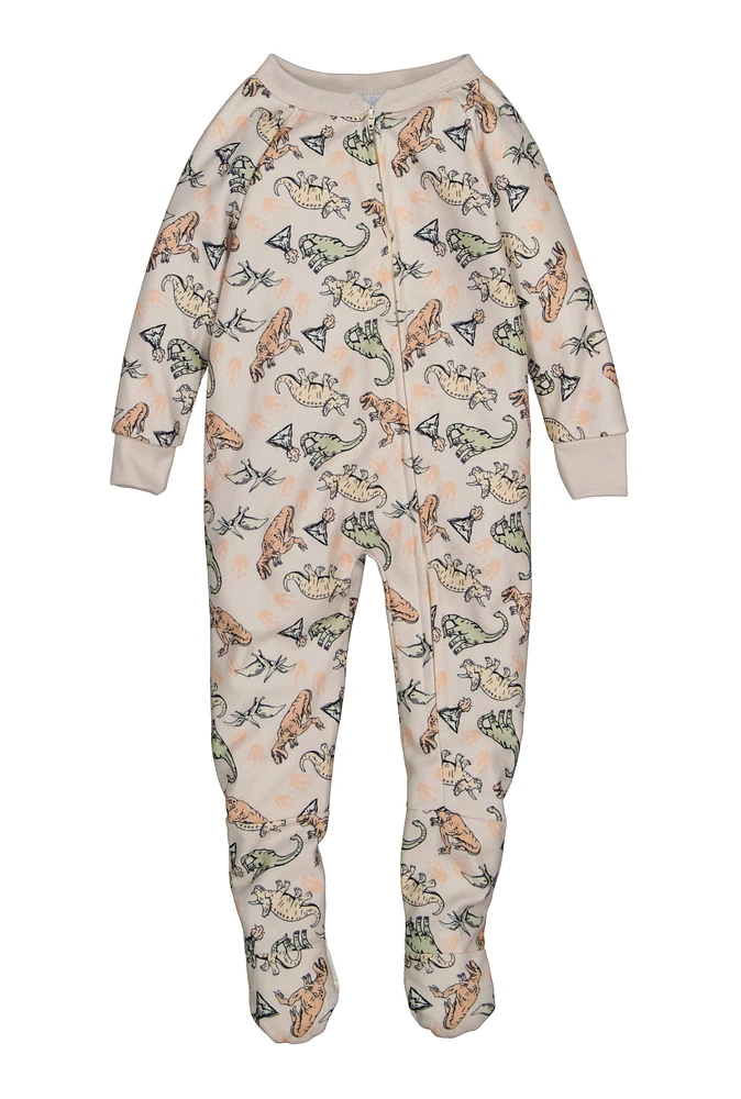 Baby Boys 12-24M Graphic Print Footed Pajamas, Beige, Size 24M