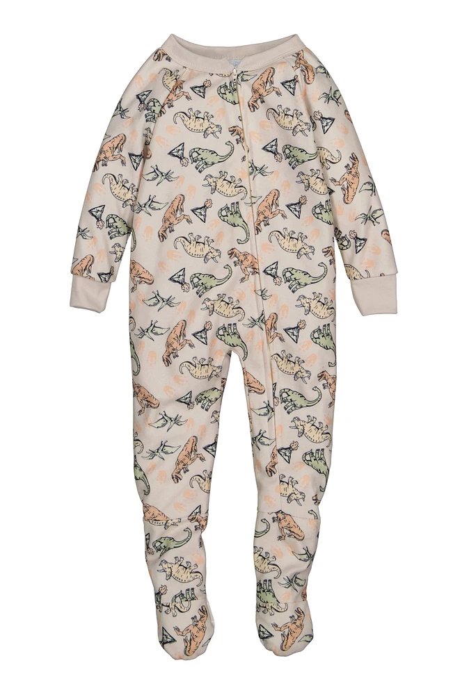 Baby Boys 12-24M Graphic Print Footed Pajamas, Beige, Size 18M