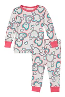 Baby Girls 12-24M Printed Pattern Pajama Top and Pants, Multi, Size 24M