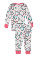 Baby Girls 12-24M Printed Pattern Pajama Top and Pants, Multi, Size 24M