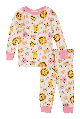 Baby Girls 12-24M Printed Pattern Pajama Top and Pants,