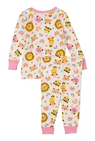 Baby Girls 12-24M Printed Pattern Pajama Top and Pants,