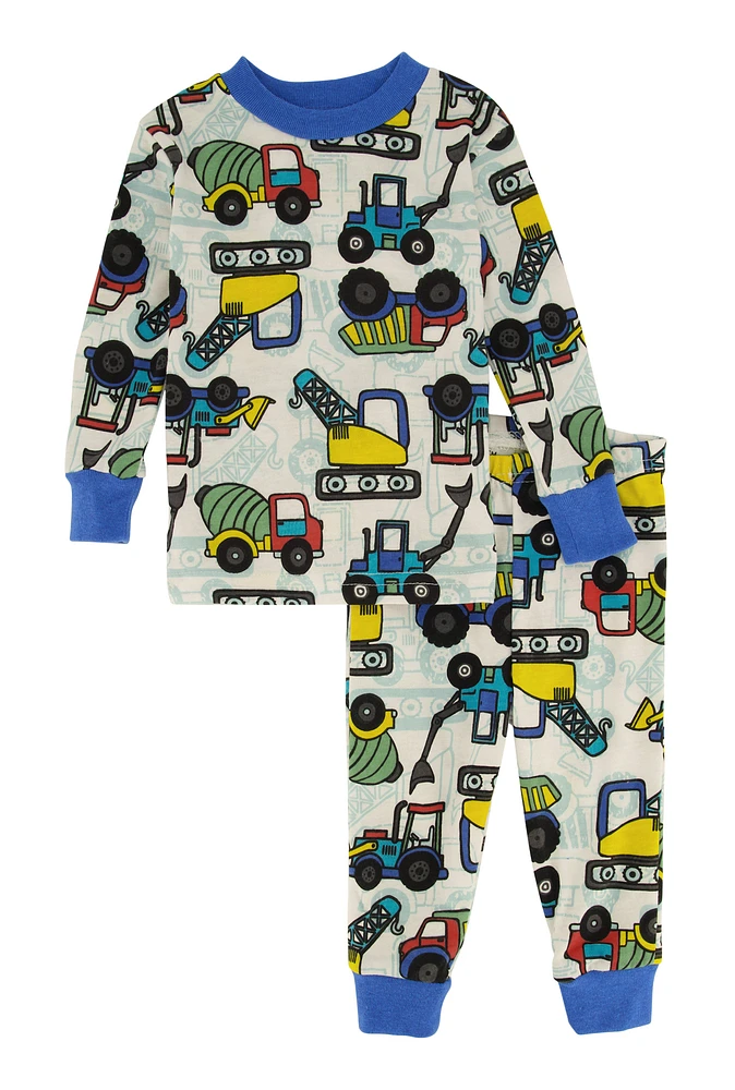 Baby Boys 12-24M Printed Pattern Pajama Top and Pants, Multi, Size 12M