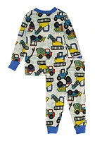 Baby Boys 12-24M Printed Pattern Pajama Top and Pants, Multi, Size 12M