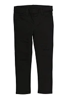 Little Girls Twill Patch and Repair Skinny Leg Pants, Black, Size 4