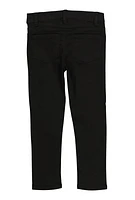 Little Girls Twill Patch and Repair Skinny Leg Pants, Black, Size 4