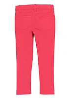 Little Girls Twill Patch and Repair Skinny Leg Pants, Pink, Size 6