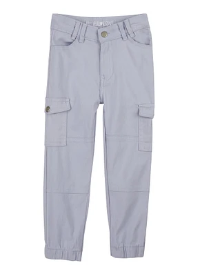 Little Girls Twill Solid Cargo Joggers, Blue, Size 4