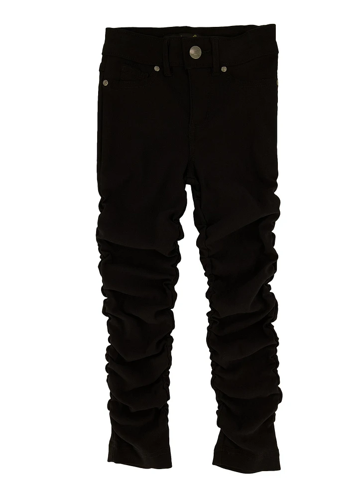 Little Girls Stacked Skinny Pants, Black, Size 5