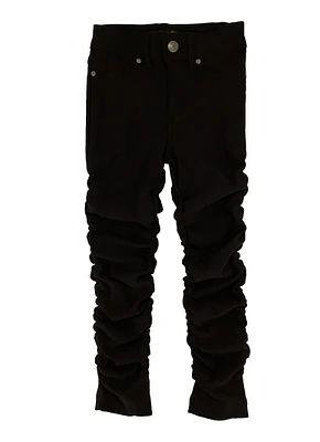 Little Girls Stacked Skinny Pants, Black, Size 5