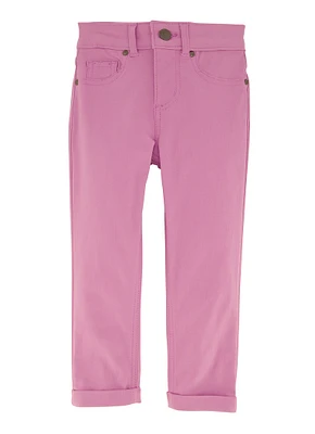 Little Girls Rolled Cuff Hyperstretch Pants, Purple, Size 6
