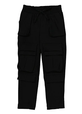 Little Girls Drawstring Waist Cargo Pants,