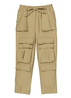 Little Girls Drawstring Waist Cargo Pants, Khaki, Size 5
