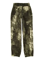 Girls Faux Drawstring Hyperstretch Cargo Pocket Joggers, Green, Size 14