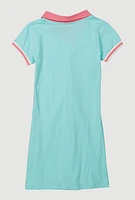 Girls Whatever I Do Graphic Polo Dress, Blue, Size 14-16