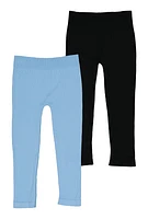 Little Girls Seamless Ribbed Knit Leggings 2 Pack, 5-6