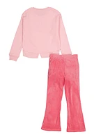Girls Bebe Pullover Sweatshirt and Velour Pants, Pink, Size 7-8