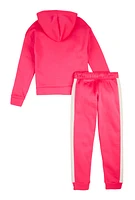 Girls Bebe Sequin Logo Zip Front Hoodie and Joggers, Pink, Size 7-8