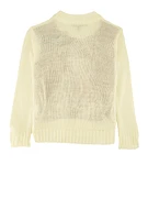 Little Girls Bear Graphic Pullover Sweater, White, Size 5-6