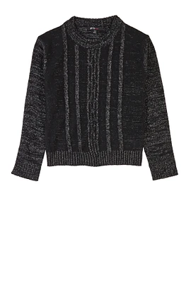 Girls Two Tone Cable Knit Sweater, Black, Size 14-16