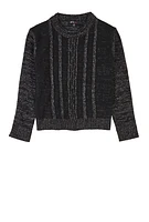 Girls Two Tone Cable Knit Sweater, Black, Size 14-16